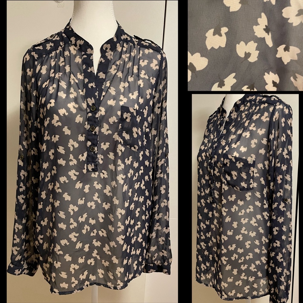 Alice blue stitchfix medium sheer blue blouse